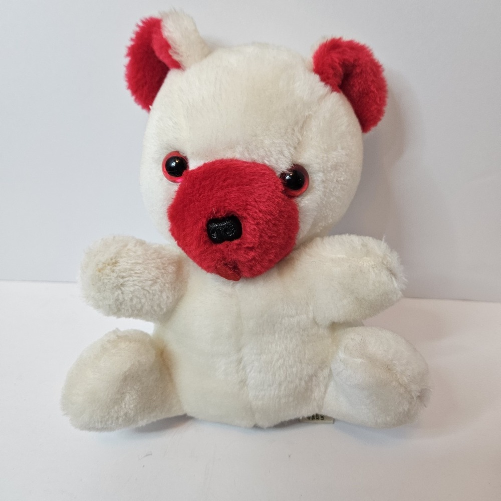 Gerber Red/ White Teddy Bear VTG Atlanta Novelty 8" RARE Foam Filled Plush Body - Picture 1 of 5